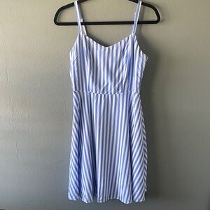 Old Navy Blue and White Striped Spaghetti Strap Mini Dress beachy resort